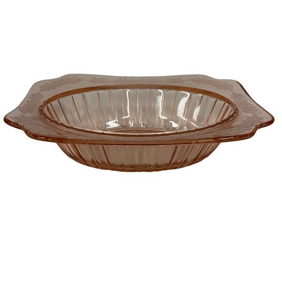 Jeannette Adam Pink Depression Glass Serving Bowl 1930s Vintage ~9" - Picture 4 of 8